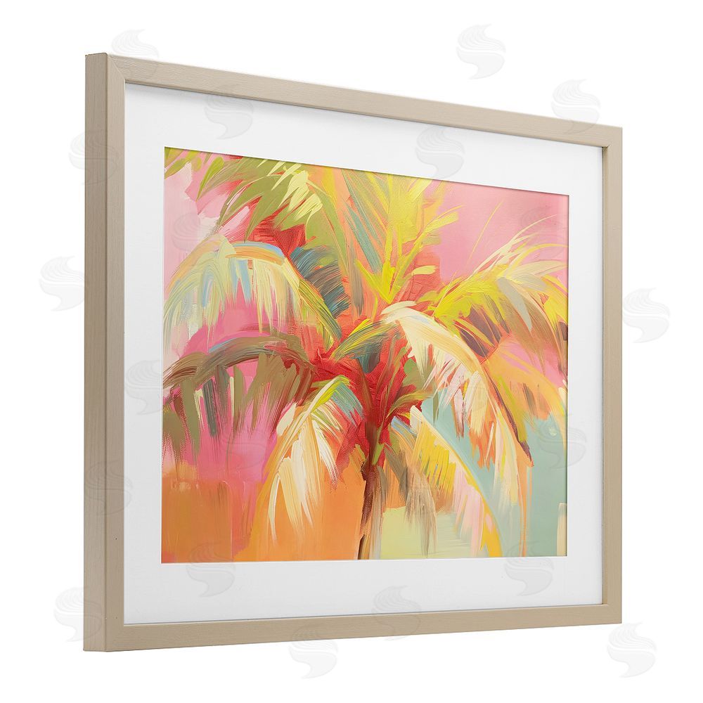Jacky Ngan Warm Palm Leaf Impressions Brown Framed Print Under Glass Wall Art