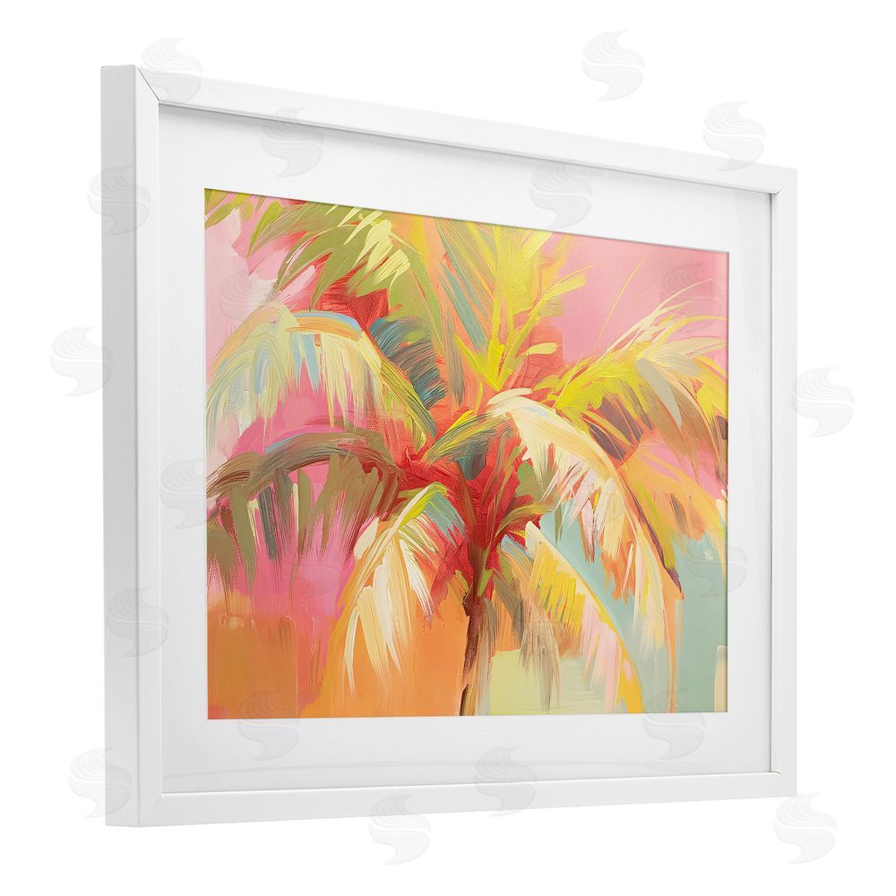 Jacky Ngan Warm Palm Leaf Impressions White Framed Print Under Glass Wall Art