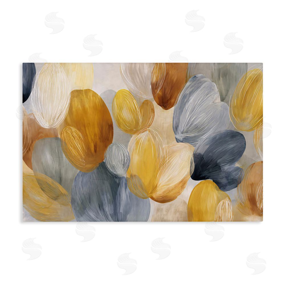 Jacky Ngan Warm Oblong Layered Shapes Stretched Canvas Wall Art Print