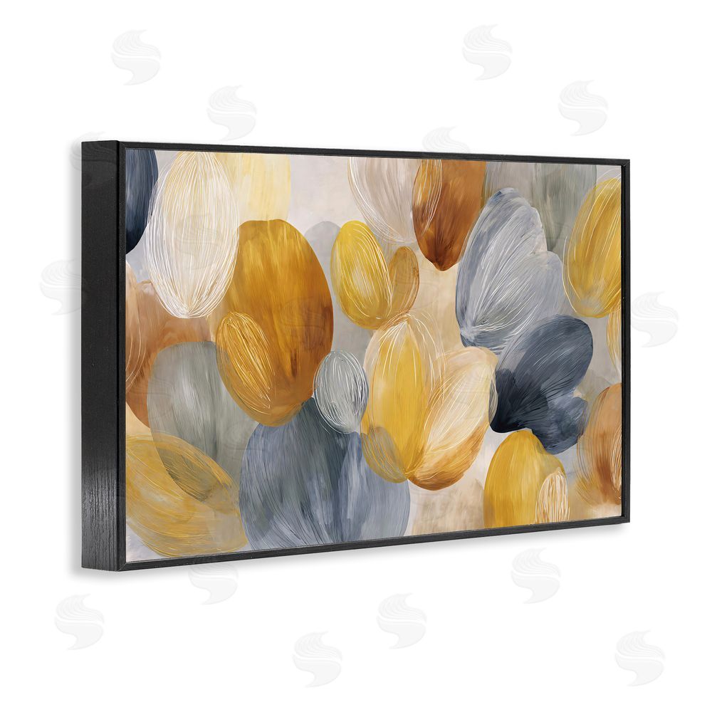 Jacky Ngan Warm Oblong Layered Shapes Black Framed Giclee Wall Art Print