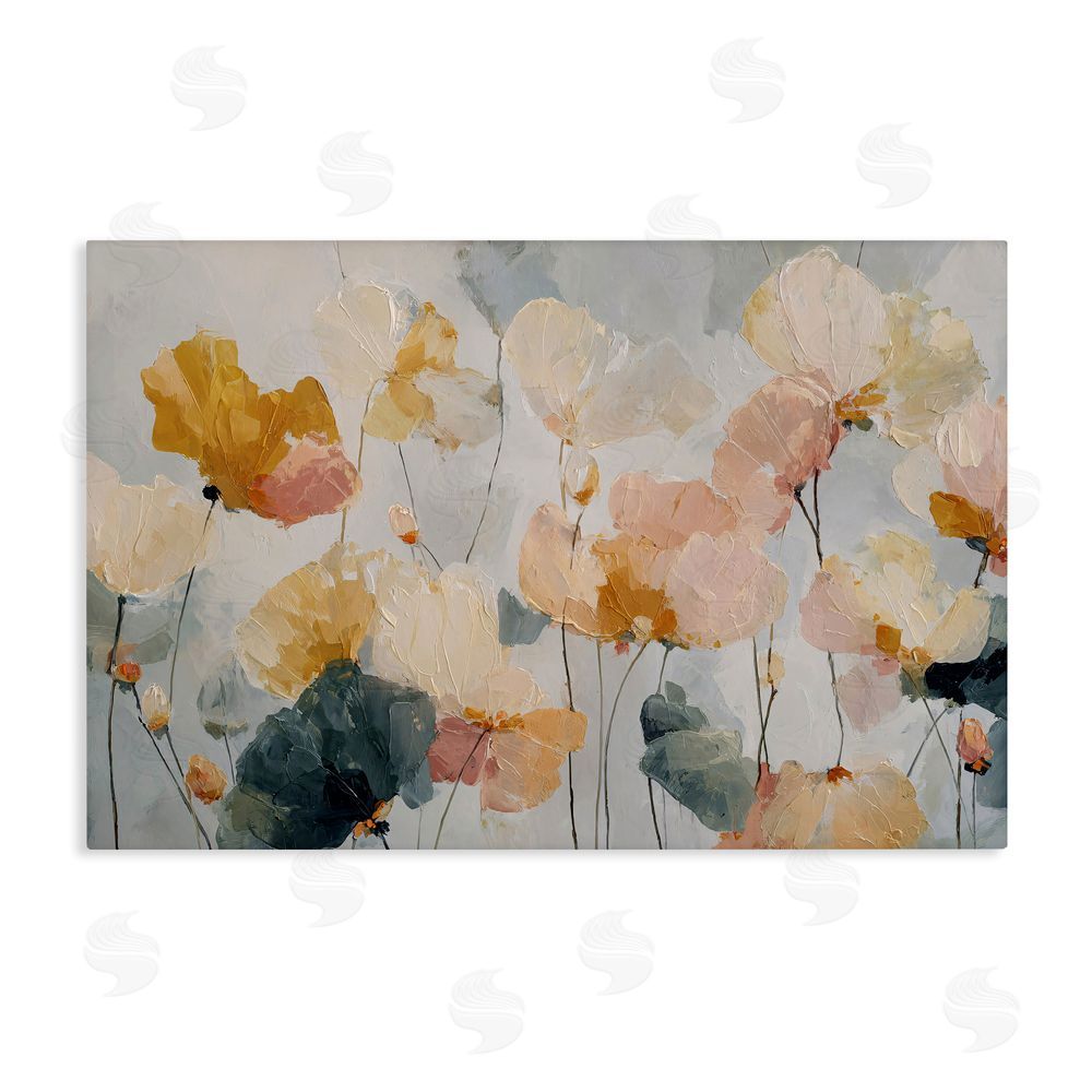 Jacky Ngan Abstract Brushed Petals Stretched Canvas Wall Art Print