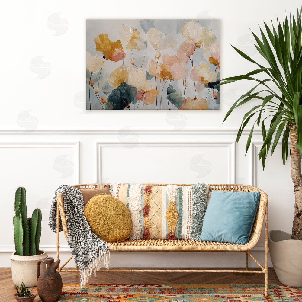 Jacky Ngan Abstract Brushed Petals Stretched Canvas Wall Art in Room