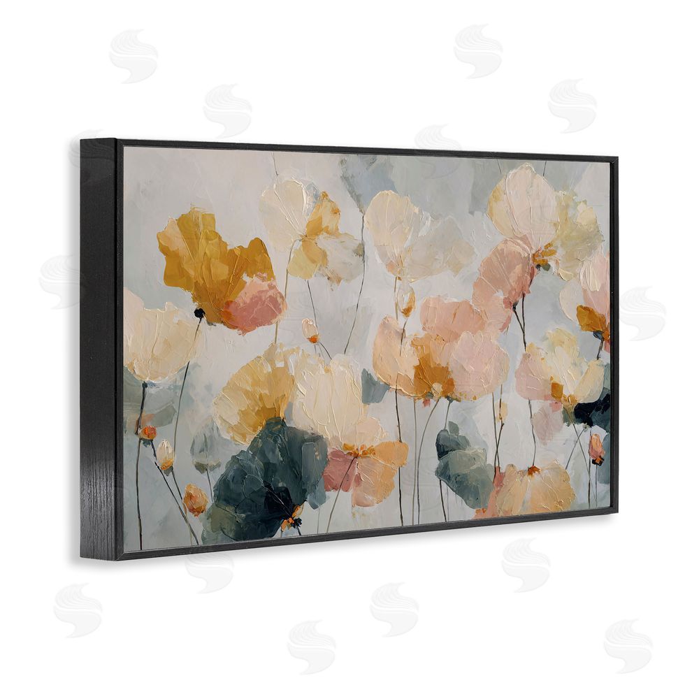 Jacky Ngan Abstract Brushed Petals Black Framed Giclee Wall Art Print