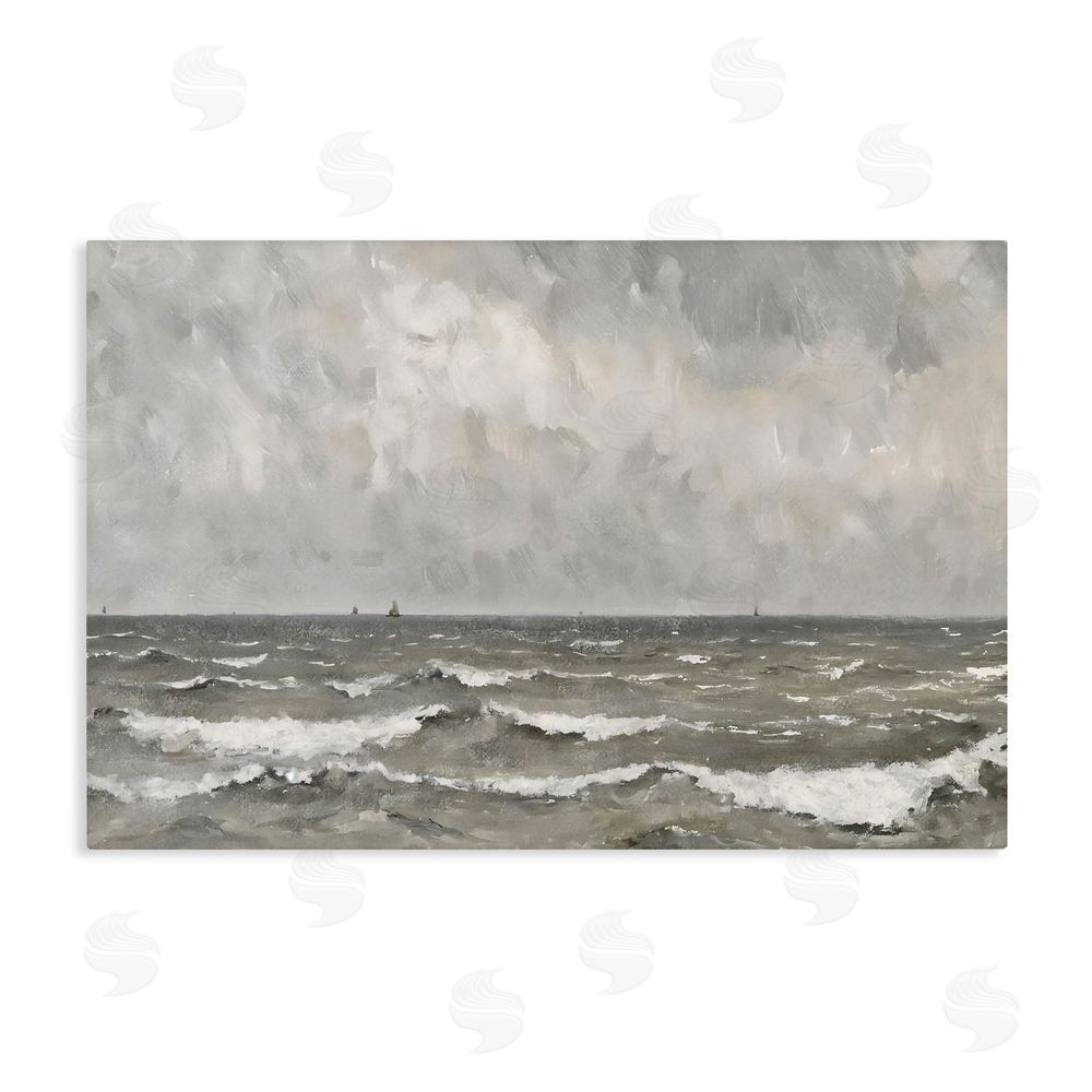 Jacky Ngan Stormy Ripples at Sea Stretched Canvas Wall Art Print