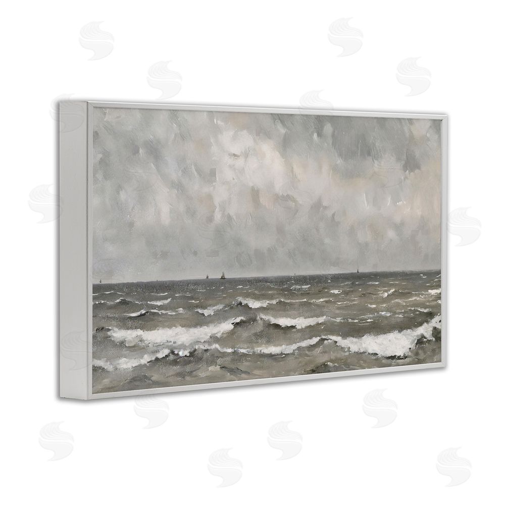 Jacky Ngan Stormy Ripples at Sea White Framed Giclee Wall Art Print