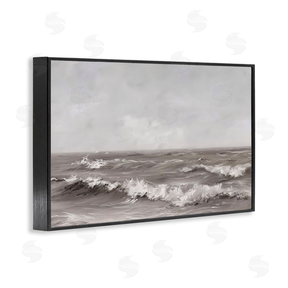 Jacky Ngan Monochrome Sea Ripples Black Framed Giclee Wall Art Print