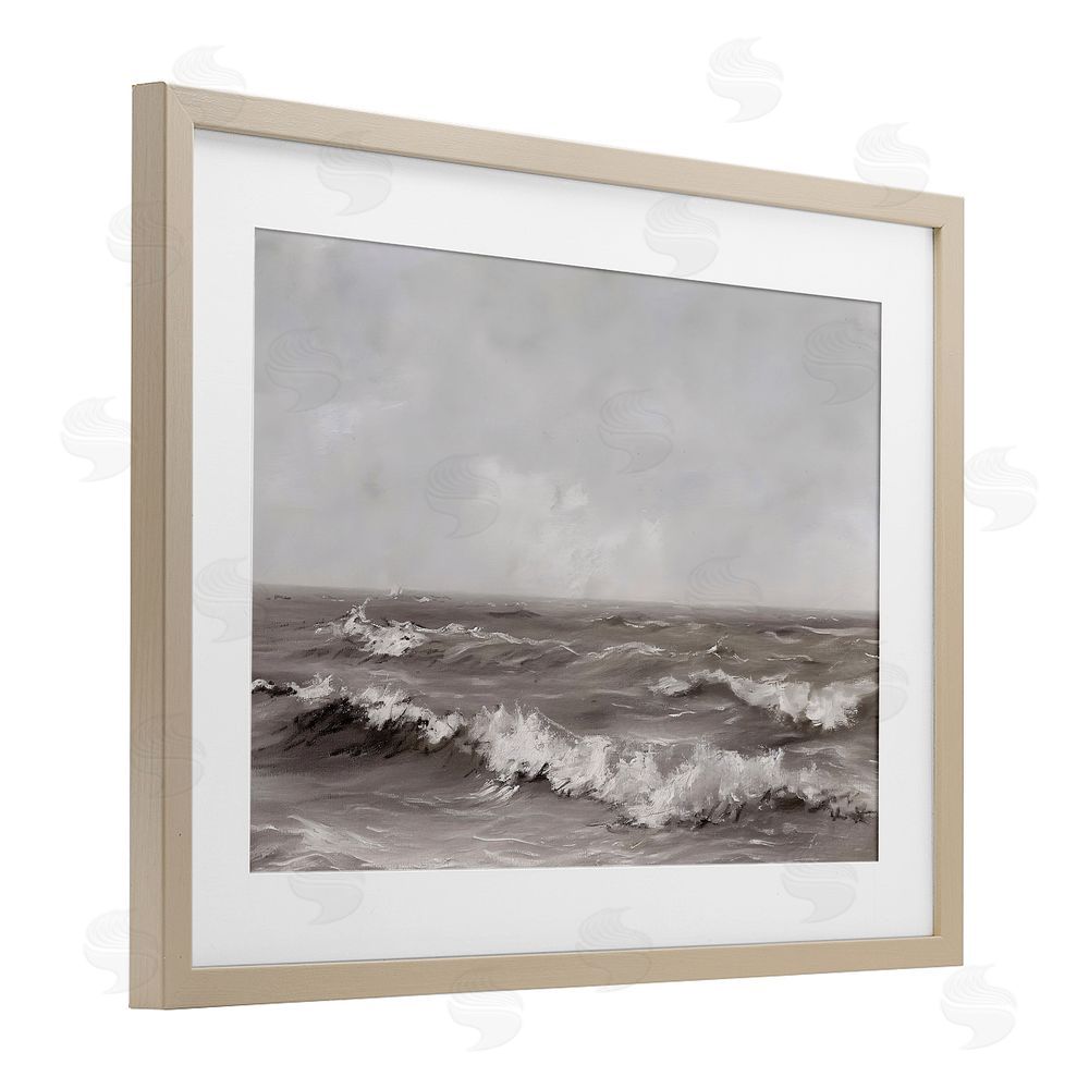 Jacky Ngan Monochrome Sea Ripples Brown Framed Print Under Glass Wall Art