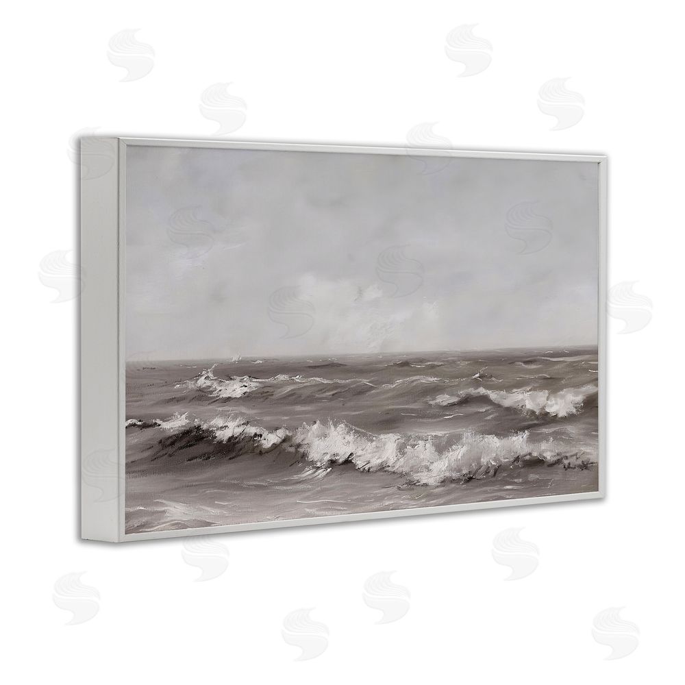 Jacky Ngan Monochrome Sea Ripples White Framed Giclee Wall Art Print