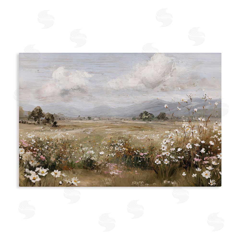 Jacky Ngan Daisy Clusters in Field Stretched Canvas Wall Art Print
