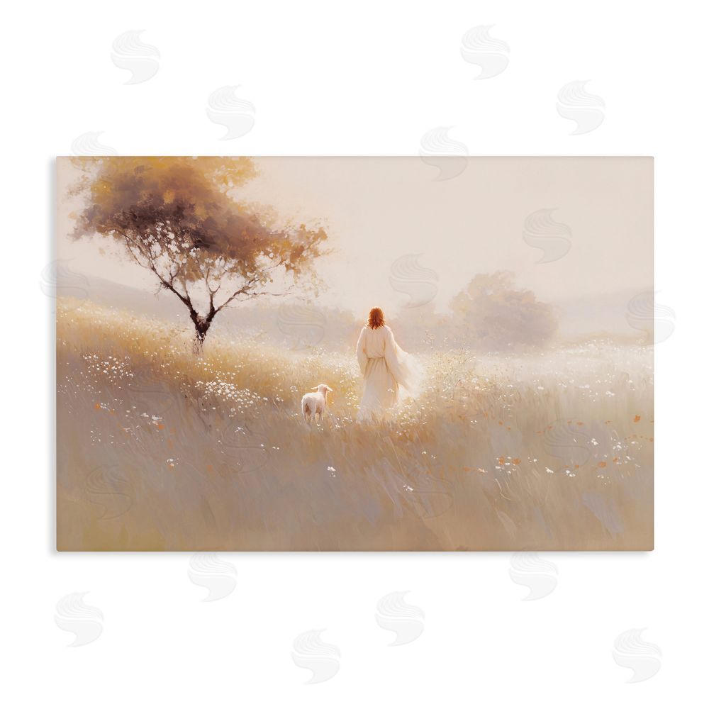 Jacky Ngan Spiritual Shepherd & Lamb Stretched Canvas Wall Art Print