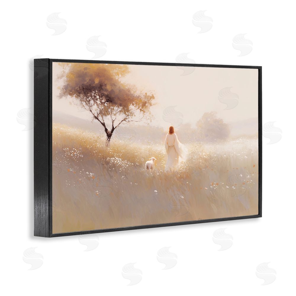 Jacky Ngan Spiritual Shepherd & Lamb Black Framed Giclee Wall Art Print