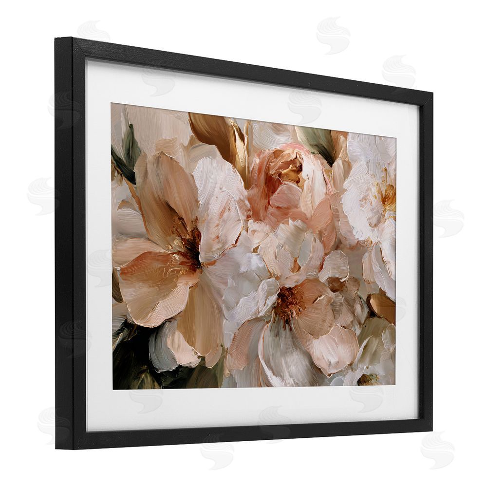 Jacky Ngan Pink Brushstroke Petals Black Framed Print Under Glass Wall Art