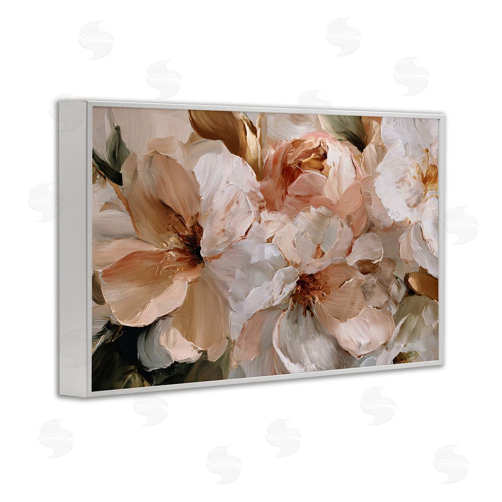 Jacky Ngan Pink Brushstroke Petals White Framed Giclee Wall Art Print