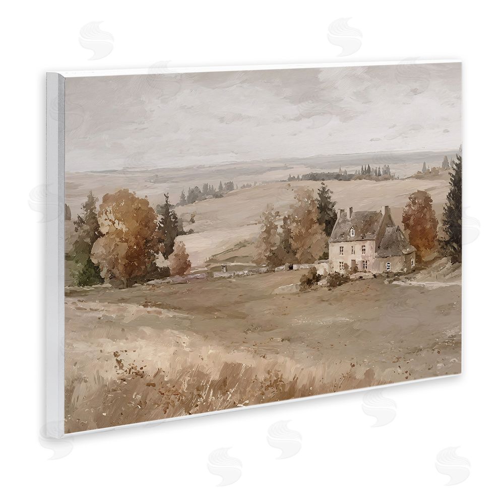 Jacky Ngan Quaint Cottage in Countryside Wooden Wall Plaque Art Print