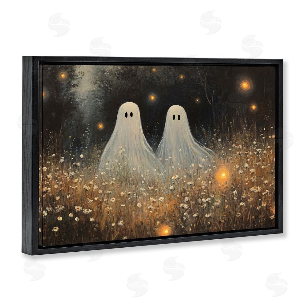 Jacky Ngan Ethereal Ghost Twins Black Floating Frame Canvas Wall Art Print