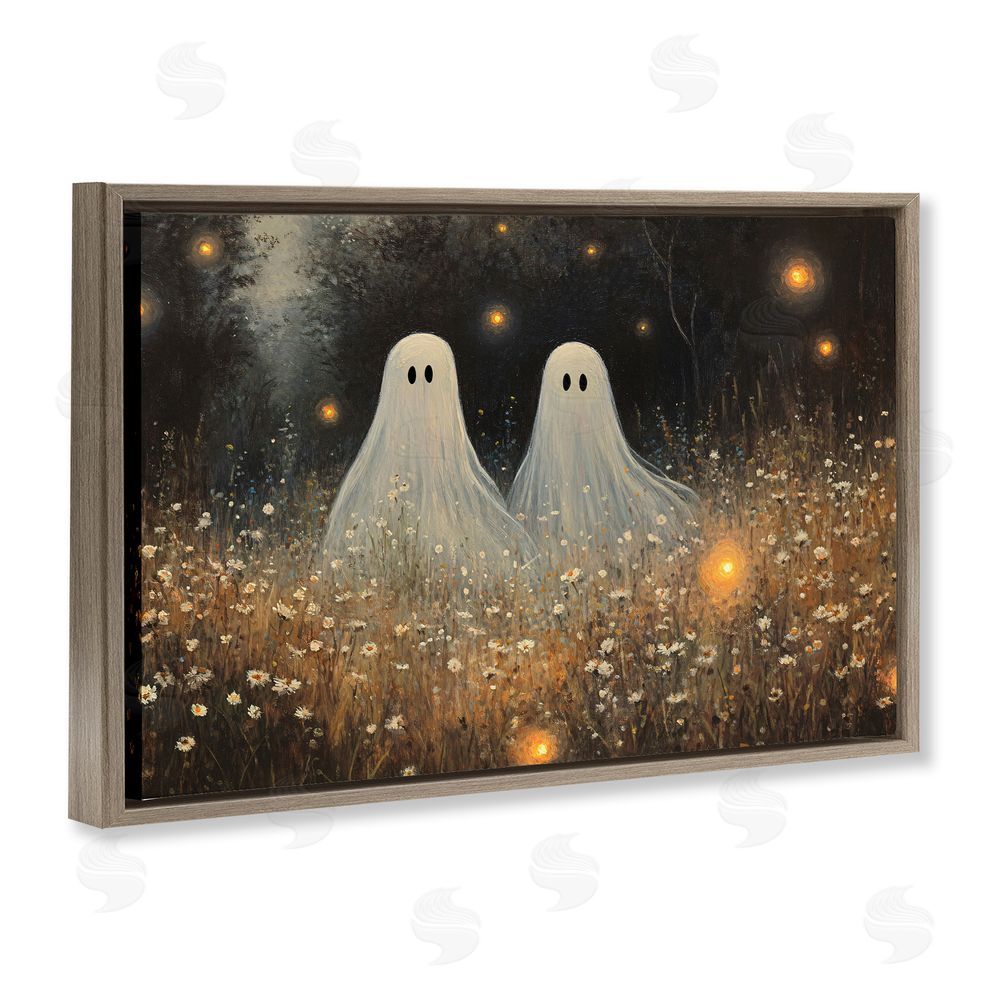 Jacky Ngan Ethereal Ghost Twins Brown Floating Frame Canvas Wall Art Print