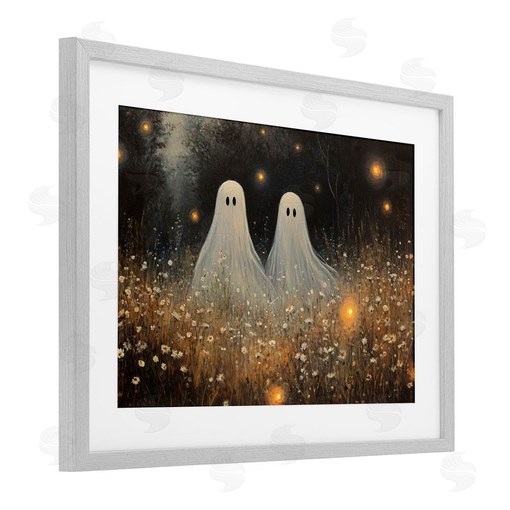 Jacky Ngan Ethereal Ghost Twins Gray Framed Print Under Glass Wall Art