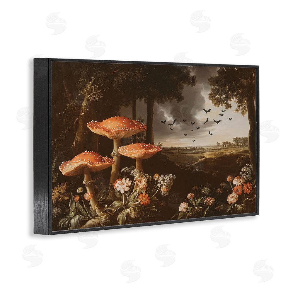 Jacky Ngan Bats in Autumn Forest Black Framed Giclee Wall Art Print