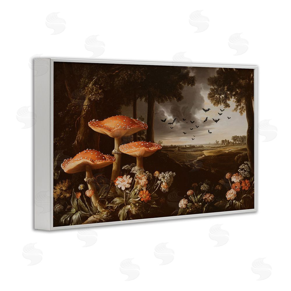 Jacky Ngan Bats in Autumn Forest White Framed Giclee Wall Art Print