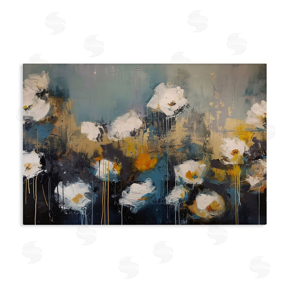 Jacky Ngan Contemporary Paint Drip Blossoms Stretched Canvas Wall Art Print