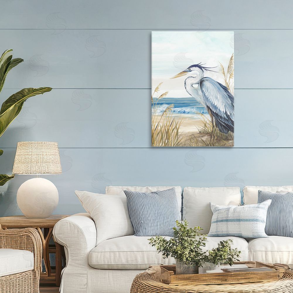Eva Watts Serene Heron Perched At Shore
