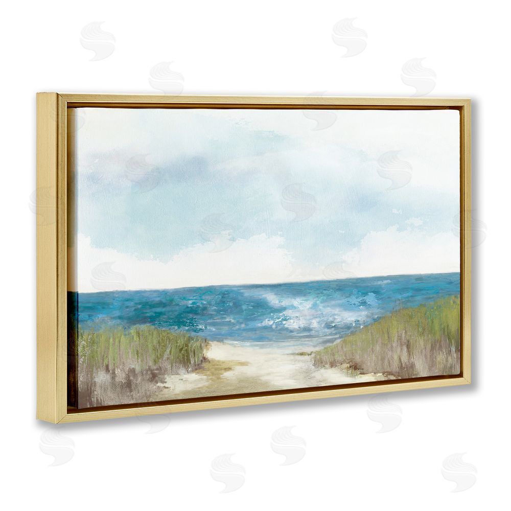 Allison Pearce Clear Ocean View From Shore Gold Floating Frame Canvas Wall Art Print