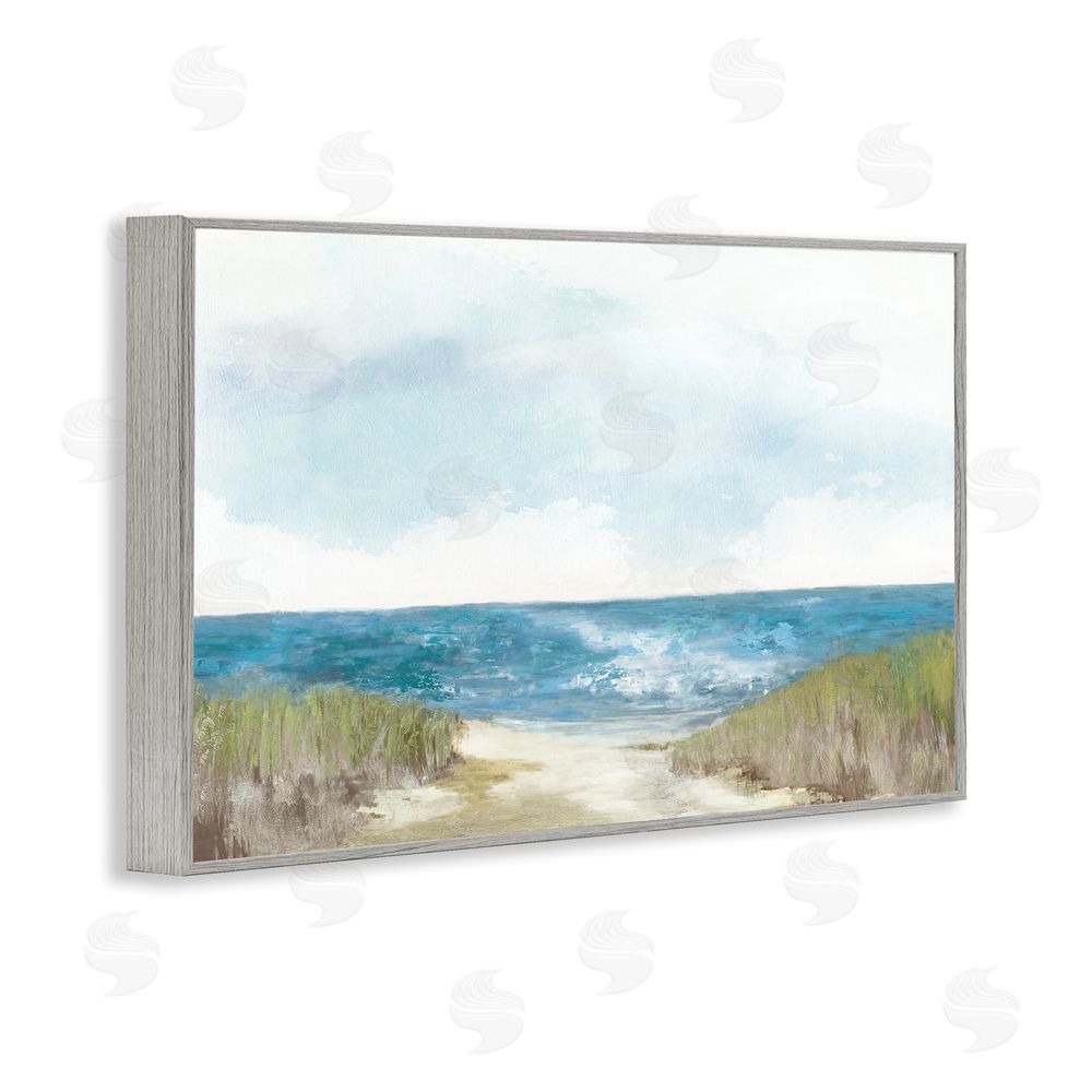 Allison Pearce Clear Ocean View From Shore Gray Framed Giclee Wall Art Print