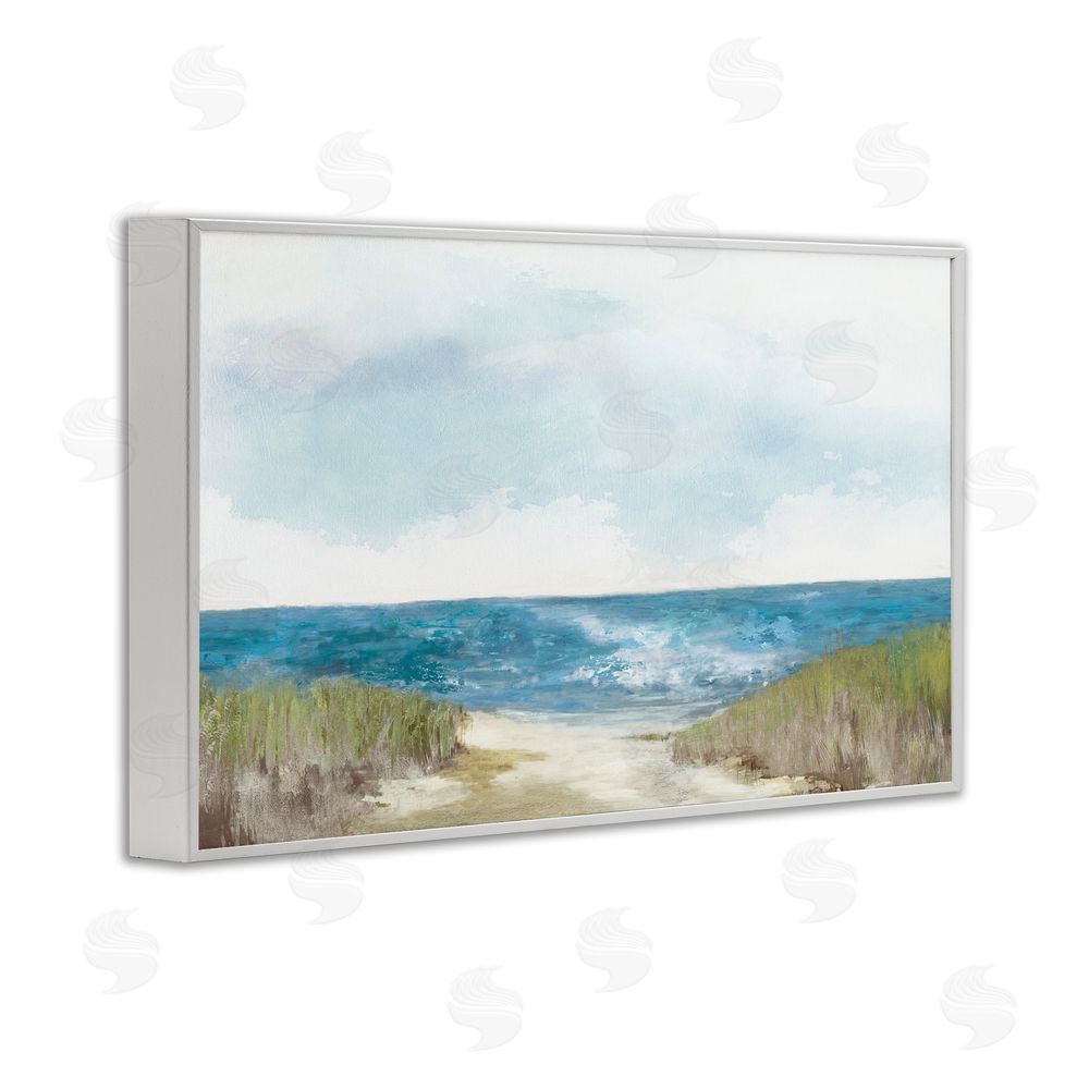 Allison Pearce Clear Ocean View From Shore White Framed Giclee Wall Art Print