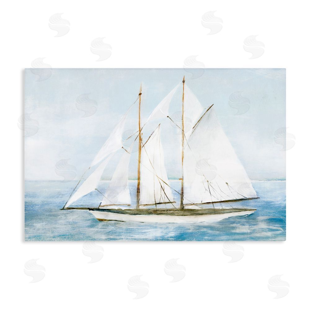 Isabelle Z Tranquil White Schooner at Sea Stretched Canvas Wall Art Print