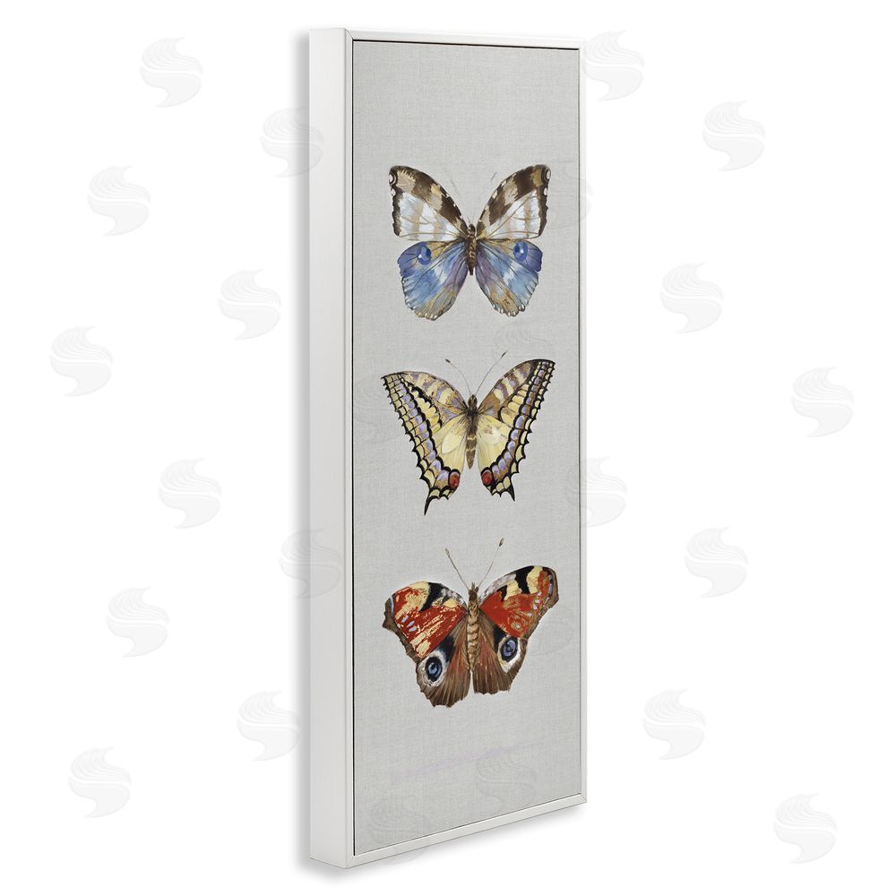 Maya Woods Butterfly Trio Symmetry White Framed Giclee Wall Art Print
