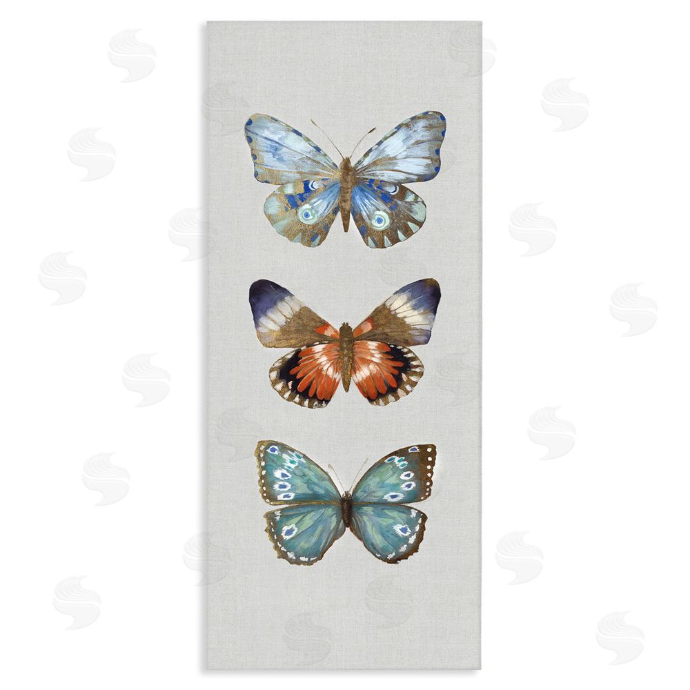 Maya Woods Trio of Wild Butterflies Stretched Canvas Wall Art Print