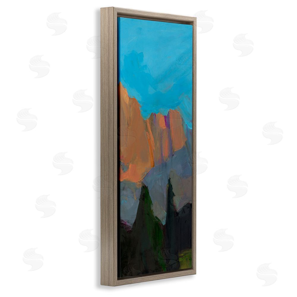 Julie Denise Mountain Horizon Expression Brown Floating Frame Canvas Wall Art Print