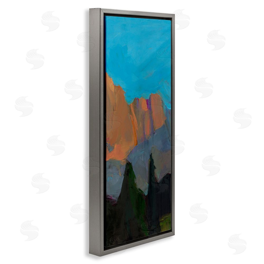 Julie Denise Mountain Horizon Expression Gray Floating Frame Canvas Wall Art Print
