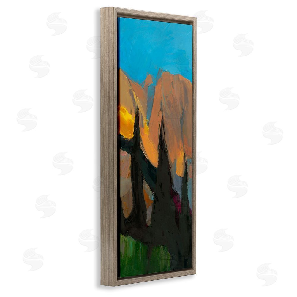 Julie Denise Golden Mountain Expression Brown Floating Frame Canvas Wall Art Print