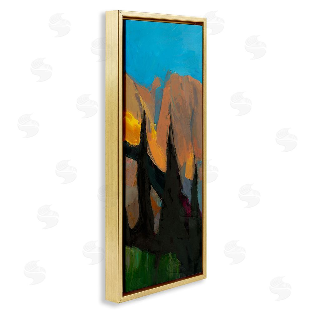 Julie Denise Golden Mountain Expression Gold Floating Frame Canvas Wall Art Print