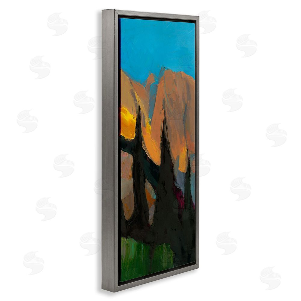 Julie Denise Golden Mountain Expression Gray Floating Frame Canvas Wall Art Print