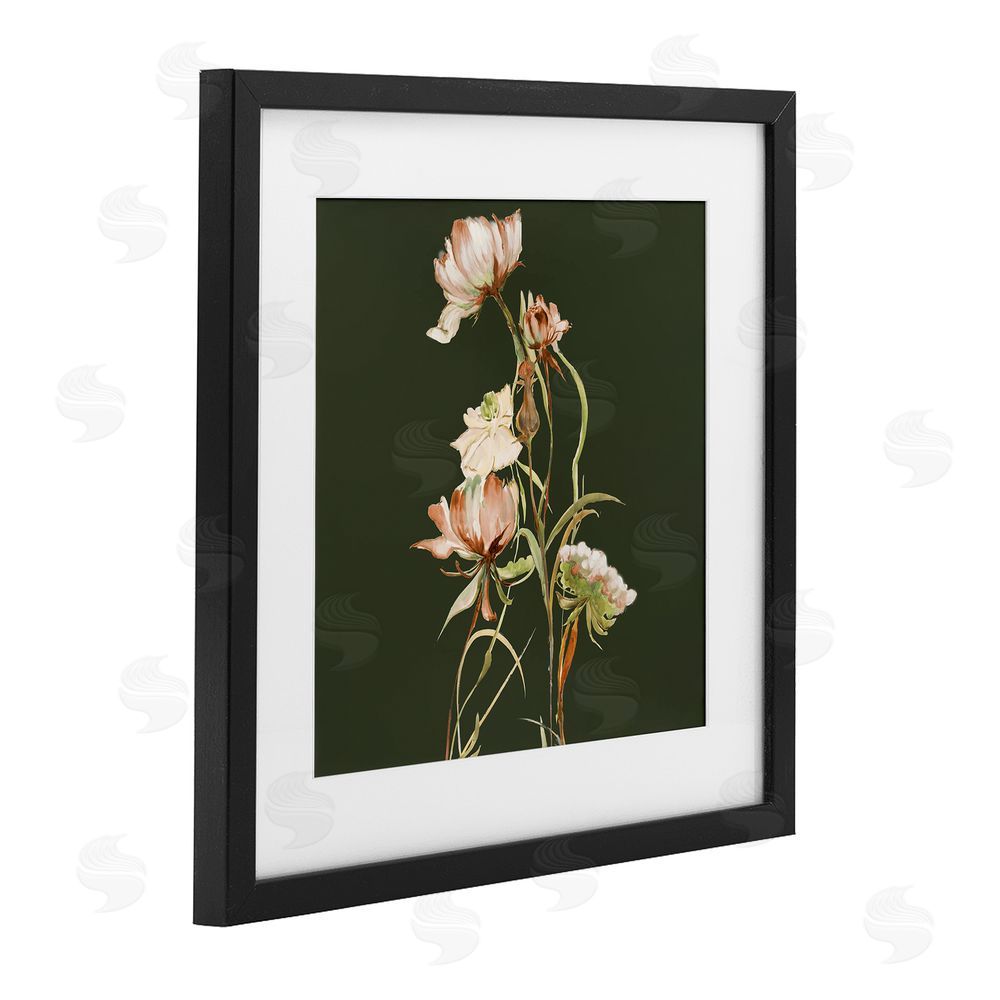 Liz Jardine Blooming Wildflower Branch Black Framed Print Under Glass Wall Art