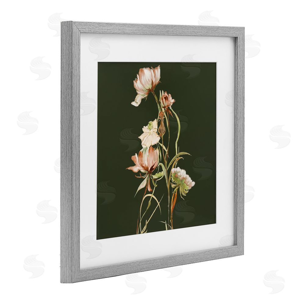 Liz Jardine Blooming Wildflower Branch Gray Framed Print Under Glass Wall Art
