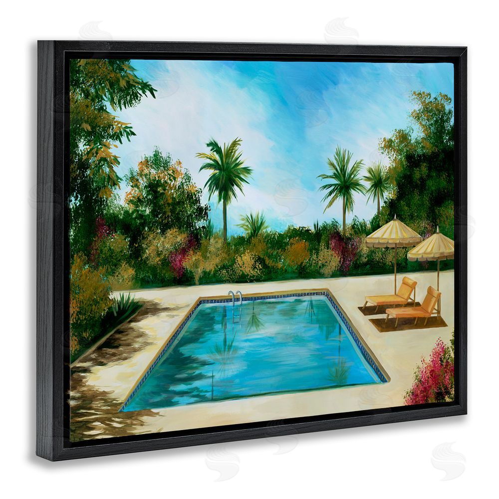 Liz Jardine Tropical Oasis Poolside Black Floating Frame Canvas Wall Art Print