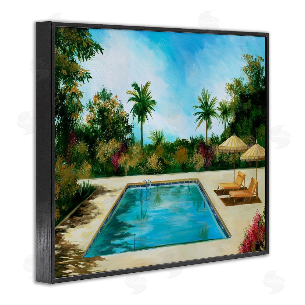 Liz Jardine Tropical Oasis Poolside Black Framed Giclee Wall Art Print