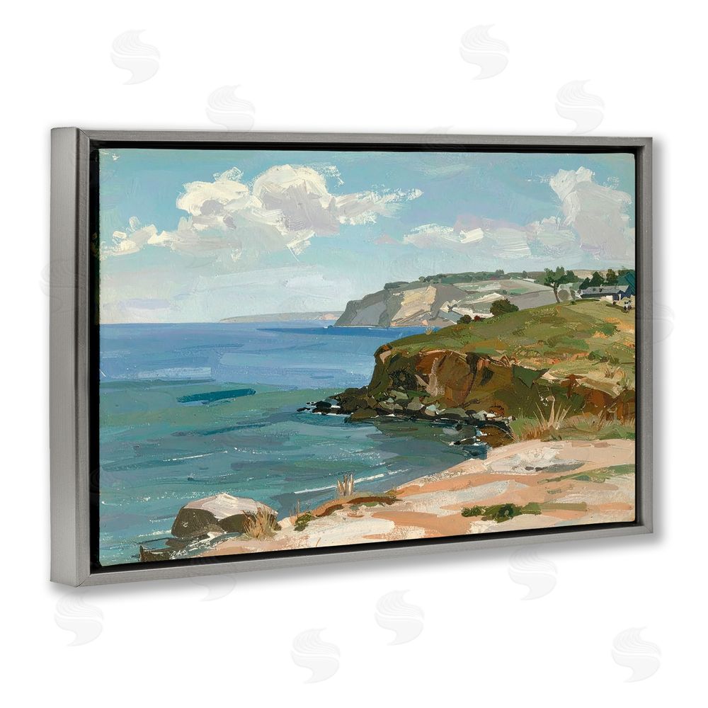 Alonza Saunders Along The Shore Scenery Gray Floating Frame Canvas Wall Art Print