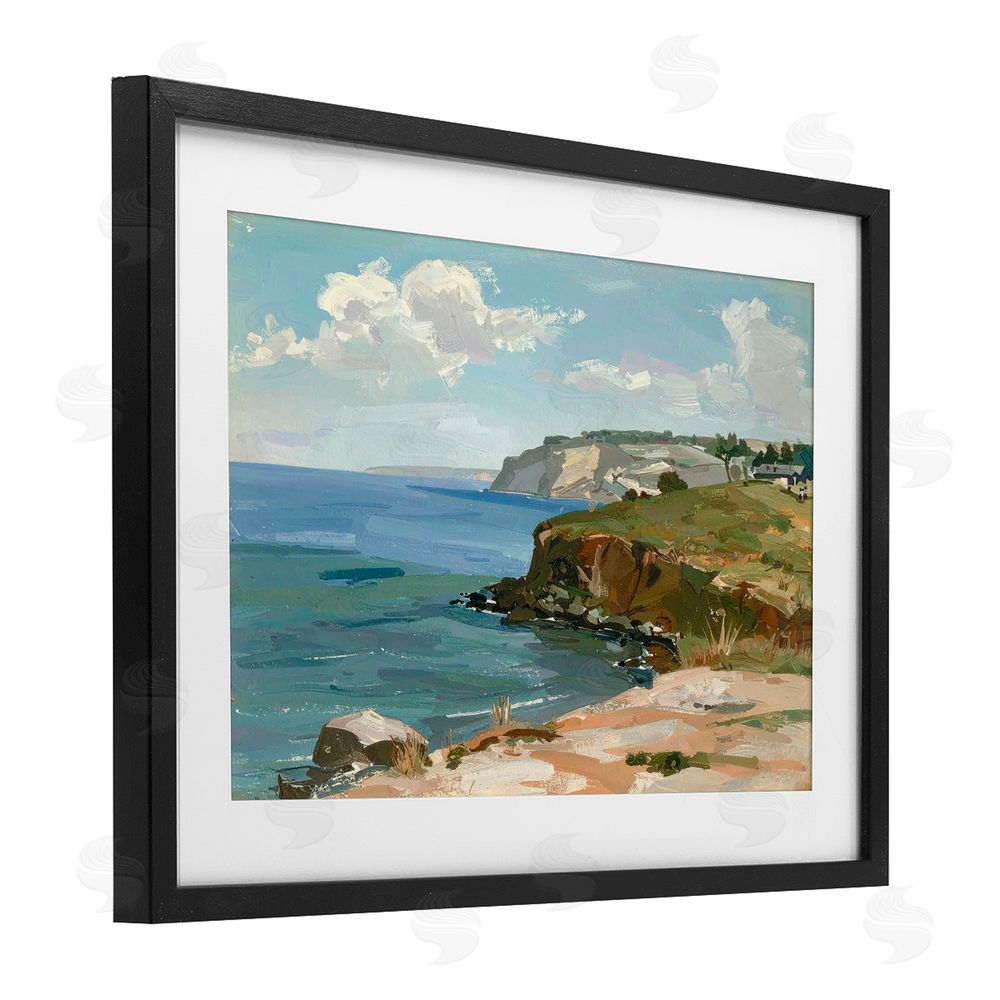 Alonza Saunders Along The Shore Scenery Black Framed Print Under Glass Wall Art