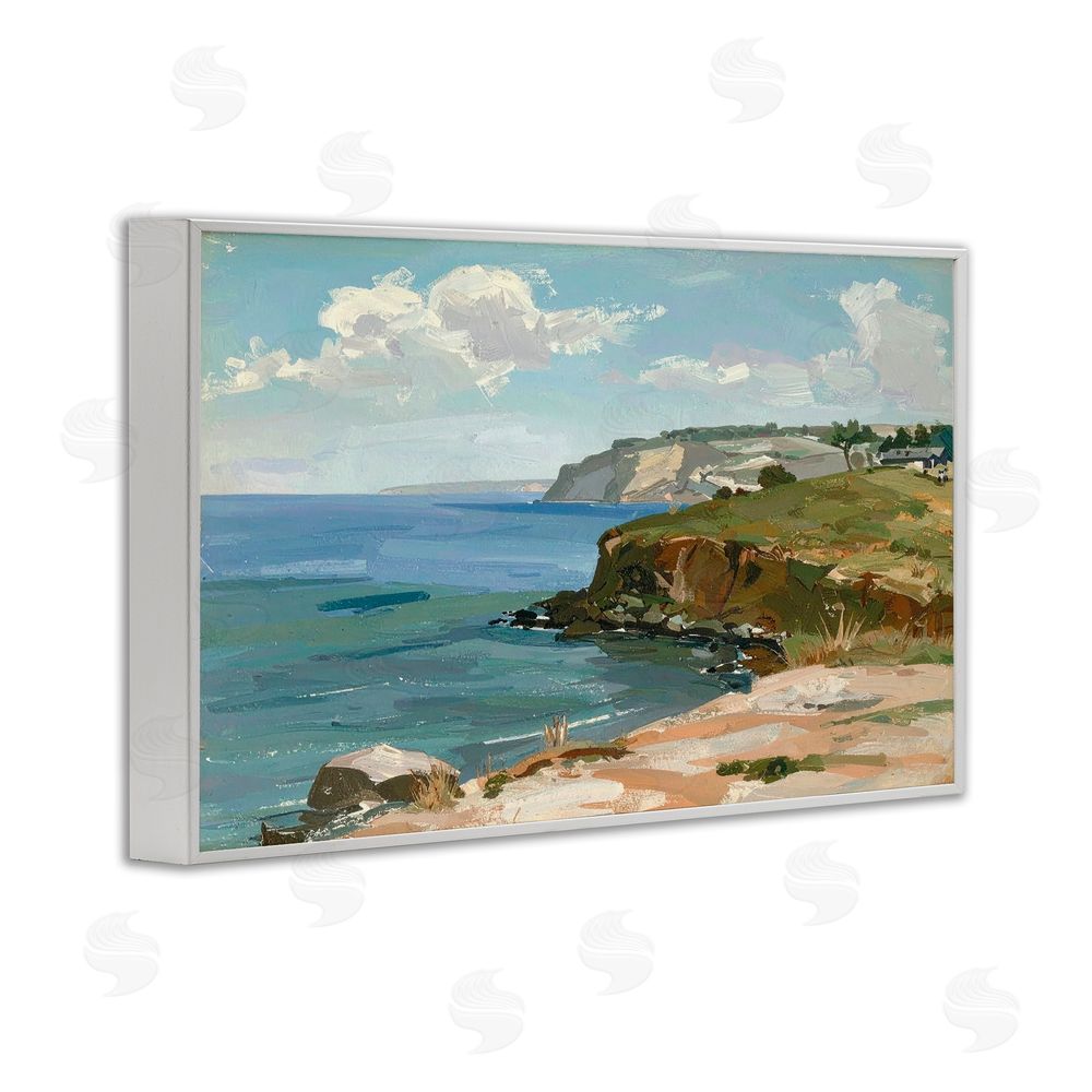 Alonza Saunders Along The Shore Scenery White Framed Giclee Wall Art Print