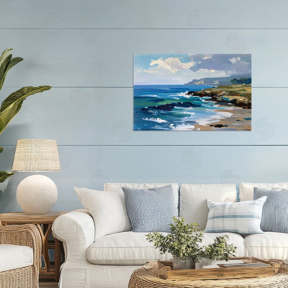 Alonza Saunders Sky To Sea Impression Stretched Canvas Wall Art in Room