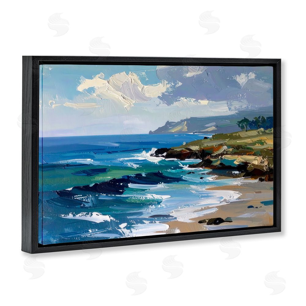 Alonza Saunders Sky To Sea Impression Black Floating Frame Canvas Wall Art Print