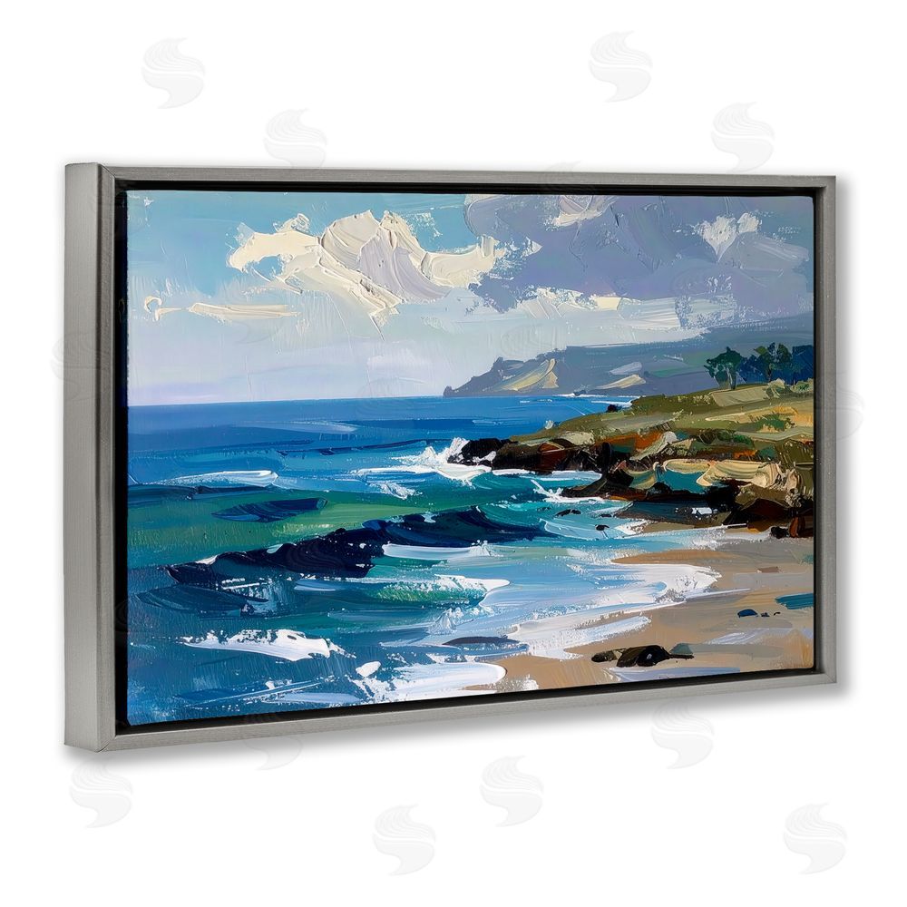 Alonza Saunders Sky To Sea Impression Gray Floating Frame Canvas Wall Art Print