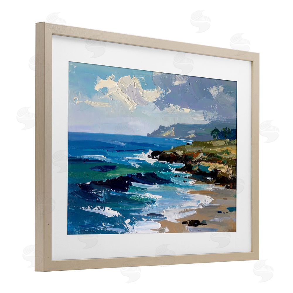 Alonza Saunders Sky To Sea Impression Brown Framed Print Under Glass Wall Art