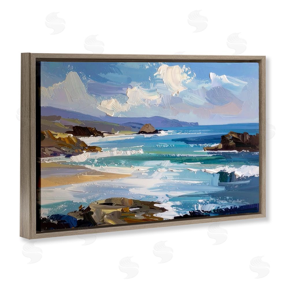 Alonza Saunders From Sky To Sea Brown Floating Frame Canvas Wall Art Print