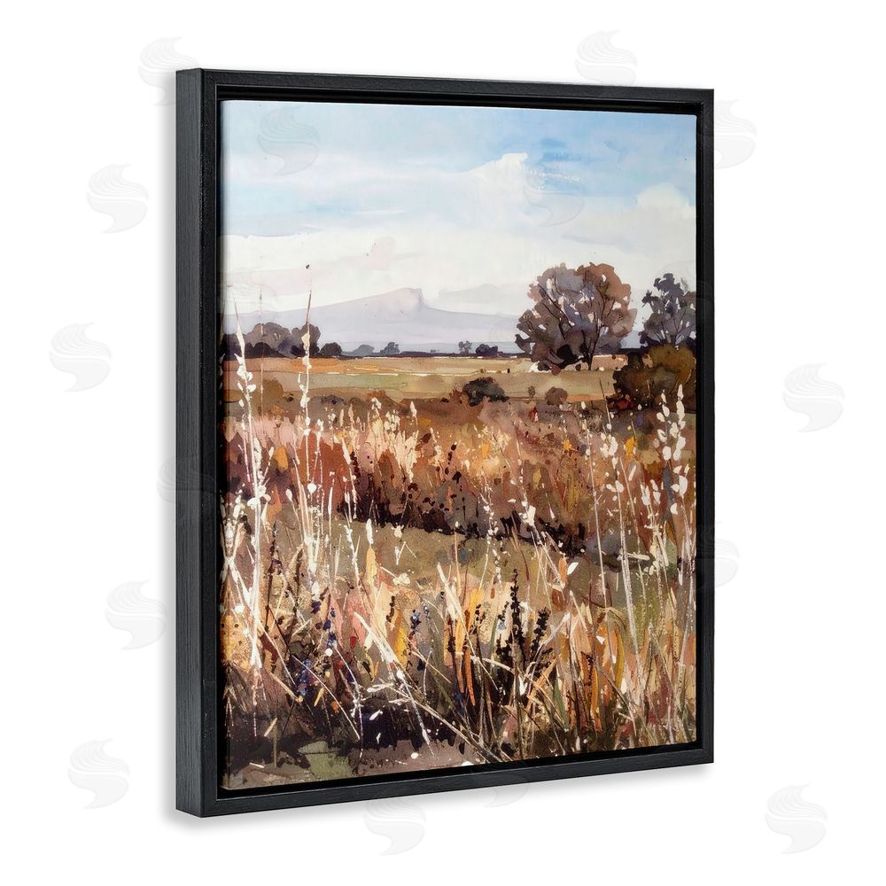 Alonza Saunders Peaceful Meadow Expression Black Floating Frame Canvas Wall Art Print