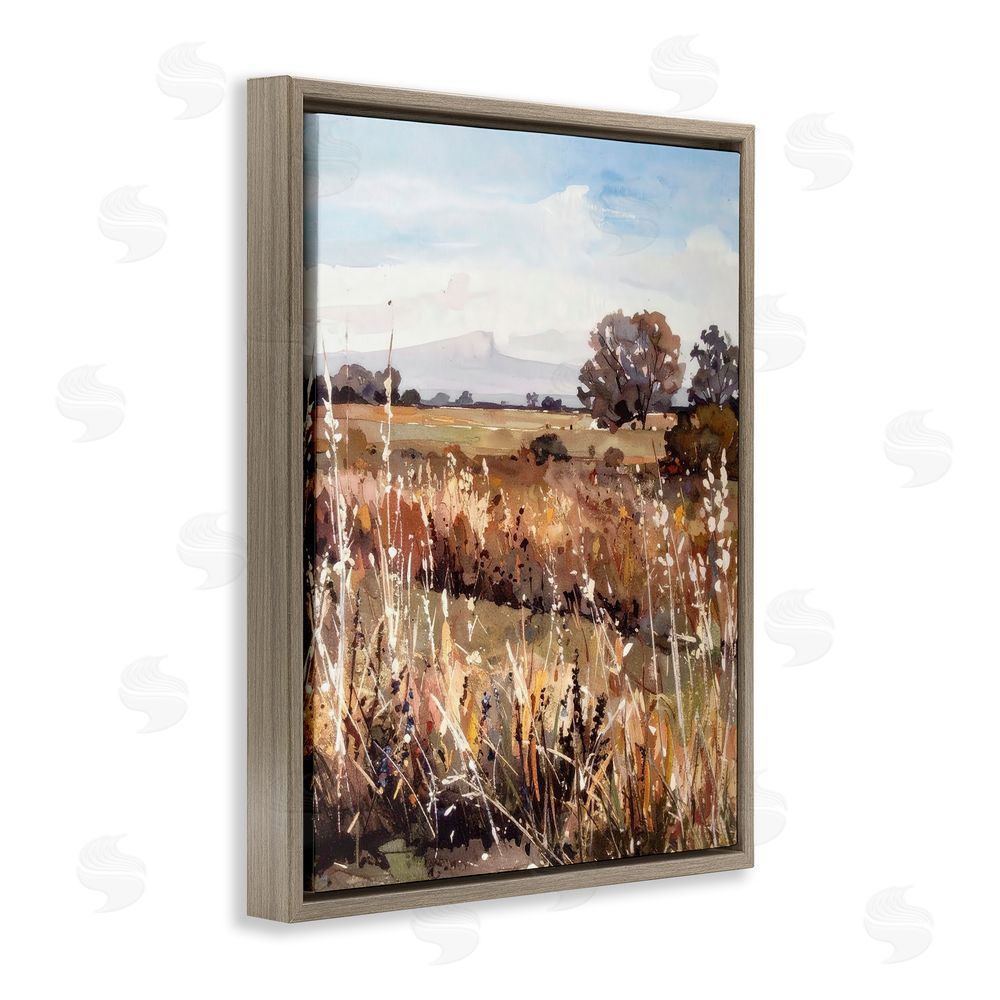 Alonza Saunders Peaceful Meadow Expression Brown Floating Frame Canvas Wall Art Print